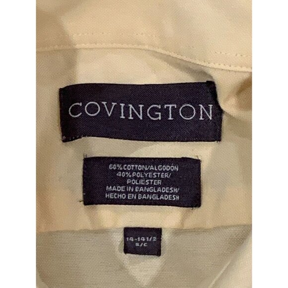Covington Mens Short Sleeve Yellow Button-Down Dress Shirt Pocket Size 14-14 1/2 - Picture 5 of 10